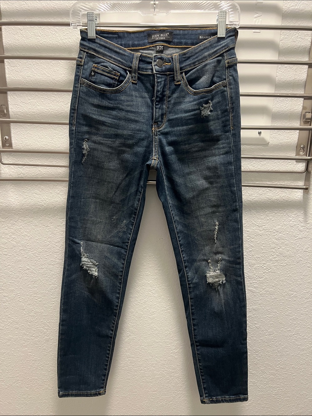 Judy Blue Dark Indigo Distressed Skinny Jeans